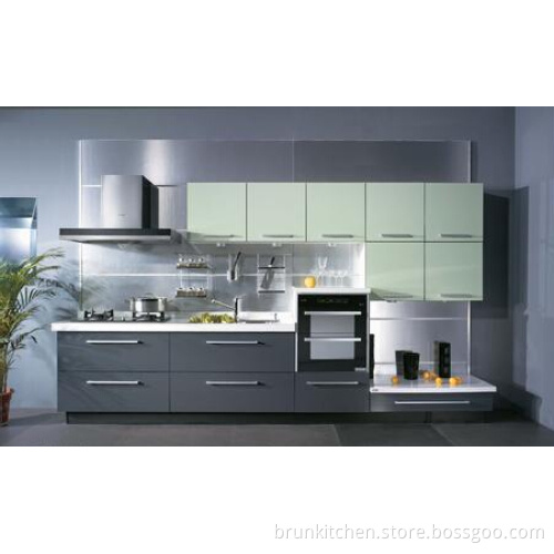 Metal Grey MFC Finish Door Modern Kitchen Cabinet